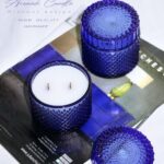 شمع شیشه ای معطر بزرگ آبی